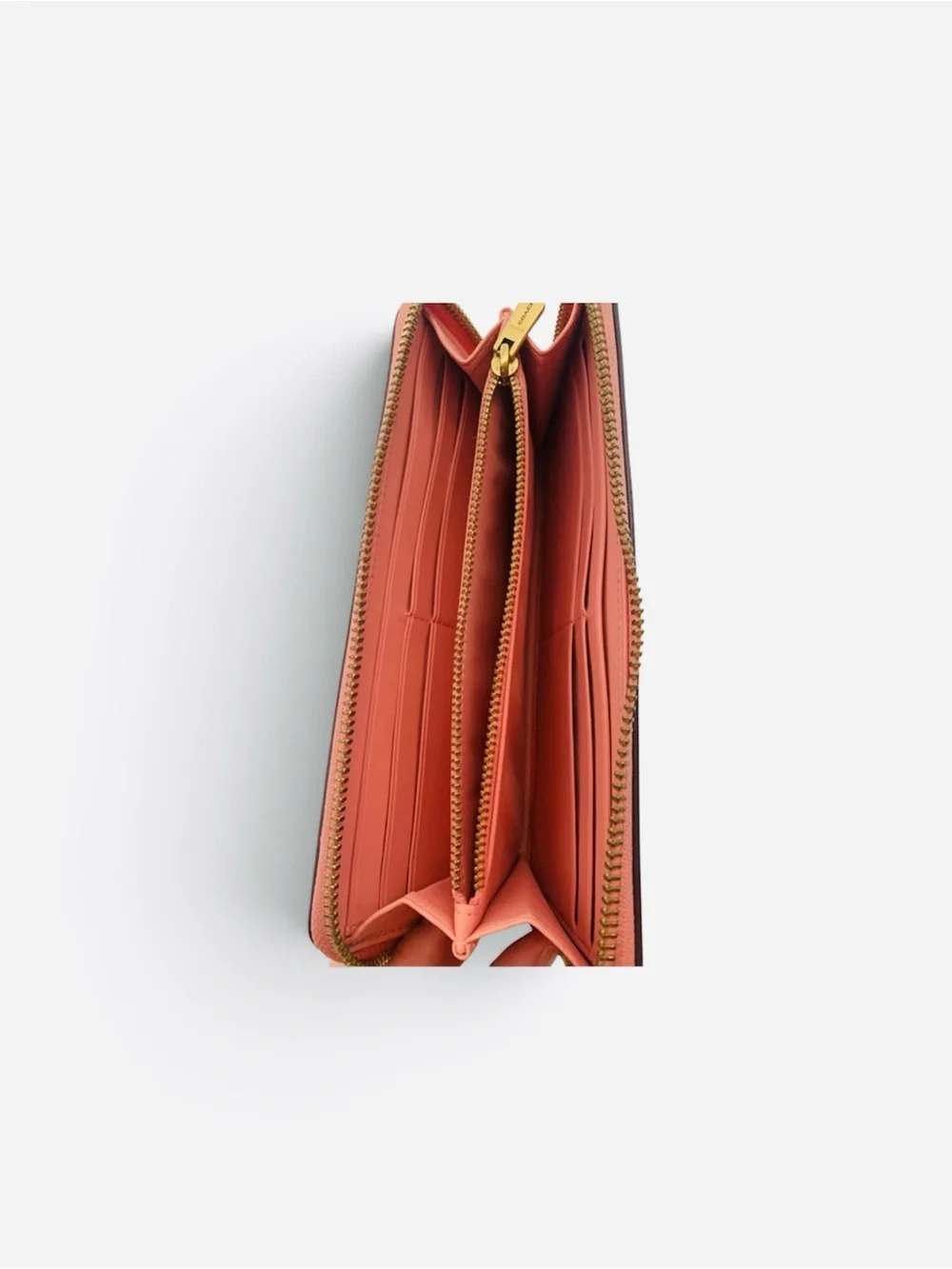 Coach Rose-Pink Zip Around Leather Wallet with Gold Hardware